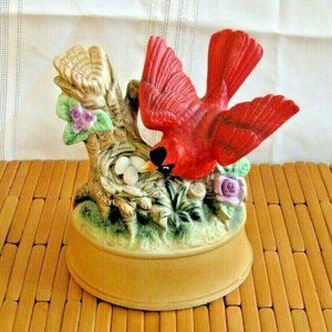 Shefford musical Cardinal bird on nest Japan decor